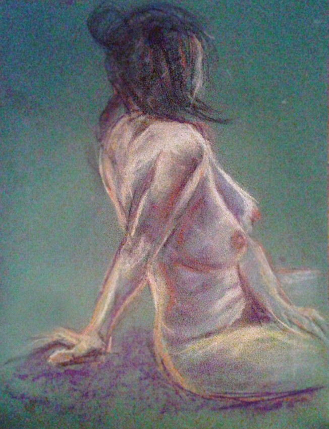 Nudo in torsione. Pastelli su cartoncino (2014)