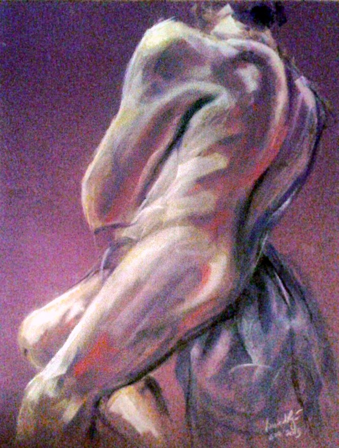 Nudo maschile. Pan pastel colors su cartoncino (2015)