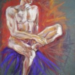 Studio nudo seduto. Pan pastel colors su cartoncino (2016)