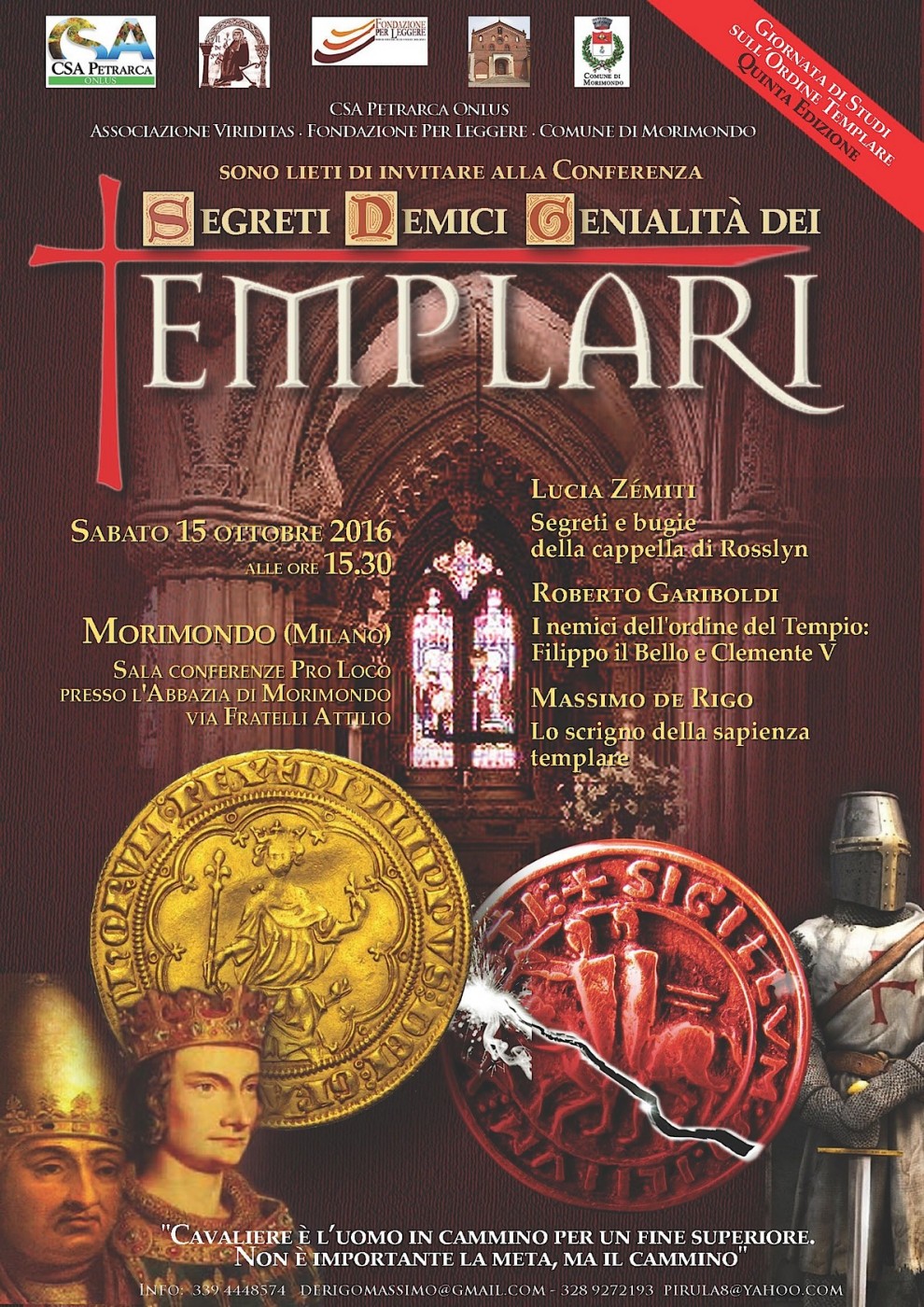 Poster conferenza 'Segreti Nemici Genialità dei Templari' (2016)
