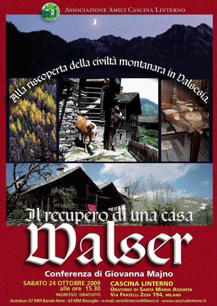 Conferenza 'Il recupero di una casa Walser'. Locandina (2009)