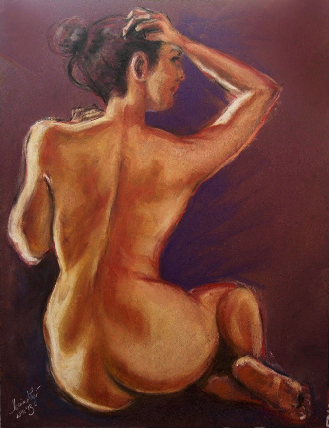 Vergognando talor ch'ancor si taccia. Conté crayon su cartoncino (2013)