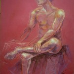Nudo maschile seduto. Conté crayon su cartoncino (2012)