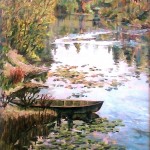 Autunno in una lanca del Ticino. Olio su tavola di legno (1979)