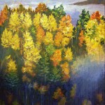 Il bosco in autunno e la Presolana. Acrilico su tela (2011)