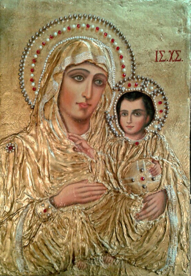 Panagia Ierosolymitissa. Maria della Dormizione. Tecnica mista su legno (2014),