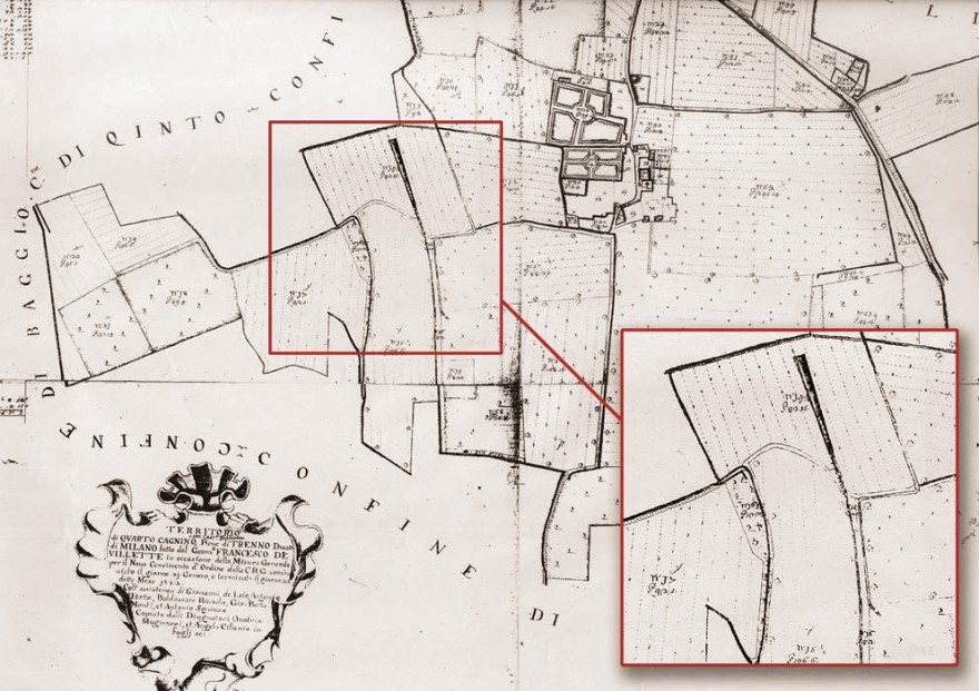 Cartografia Catasto Teresiano (1722) inerente il sentiero del Marcionino