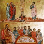 La Crocifissione e la Cena Misteriosa. Affresco su pannello truciolare intonacato (2013)