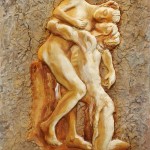 Bassorilievo dipinto 'Vertumnus e Pomona'. Tecniche miste (2016)