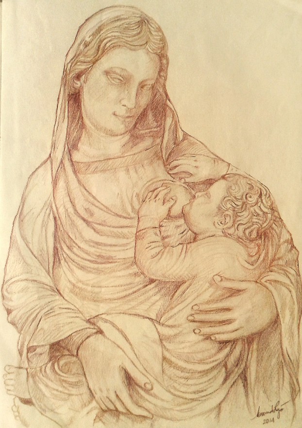 Copia della Madonna del Latte di Andrea Pisano. Pastelli (2016)